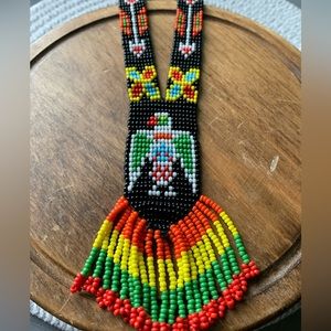 Beaded Tribal Native Necklace Thunderbird Colorful